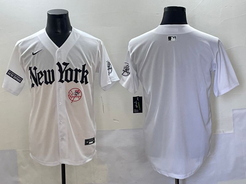 Men 2025 New York Yankees Blank White Five generations Joint Name Nike MLB Jersey style 107